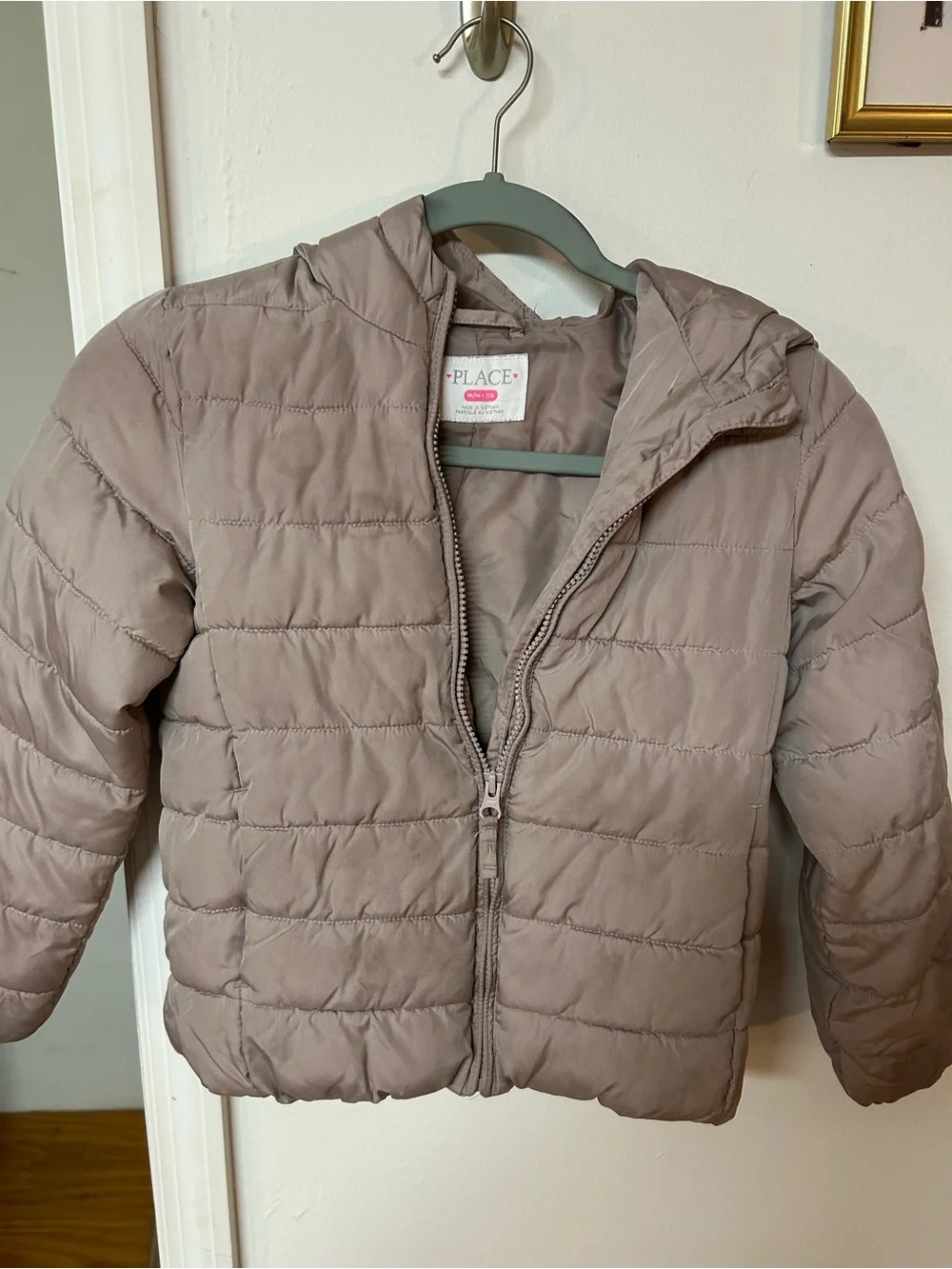 The Children's Place Taupe Hooded Puffer Jacket